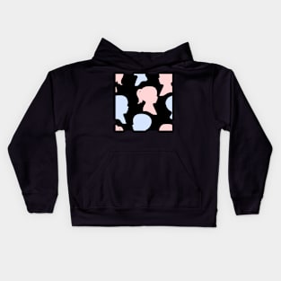 Child Silhouettes - Pale Pink and Blue on Black Background Kids Hoodie